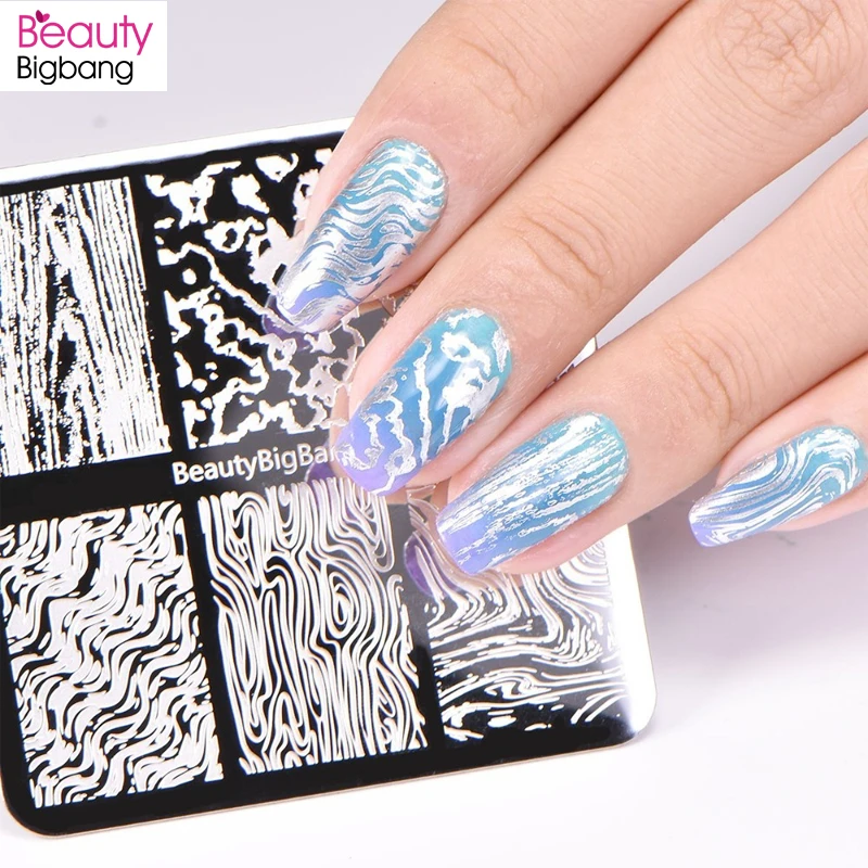 

Beautybigbang Stamping Plates 6*6CM Square For Nail Polish Retro Marble Tree Annual Ring Theme Nail Art Nail Stamping Plates