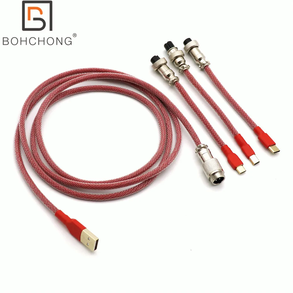 Изготовление на заказ 3 порта/комплект ПЭТ двойной рукав USB Тип C Микро Мини 5P