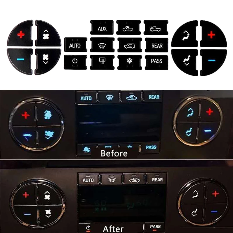 

1PCS Car Interior Decoration Car AC Dash Climate Control Panel Button Kit Repair Sticker For GMC Car Accessories