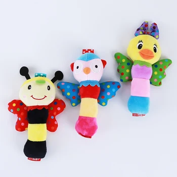 

Newborn Baby Infant Hand Bell Handbell Sound Spin Kids Toy Early Education Squeaker Wings Insect Rattle Stick Bar Best Gift