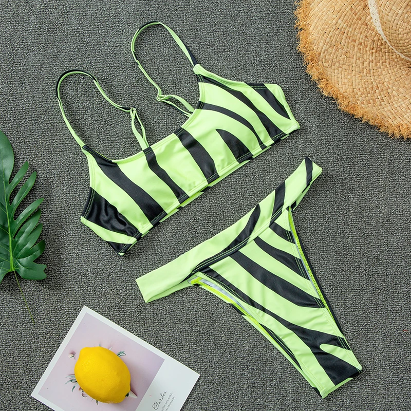 Sexy Bikinis 2020 Watermelon Stripe Swimsuits Green Swimwear Women