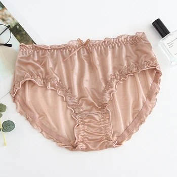 

Plus Size Panties Women's Sexy Cute Underwear Ladies Briefs for Women Bow Ruffle Ultra-thin Mesh Transparent Panties Large Sizes