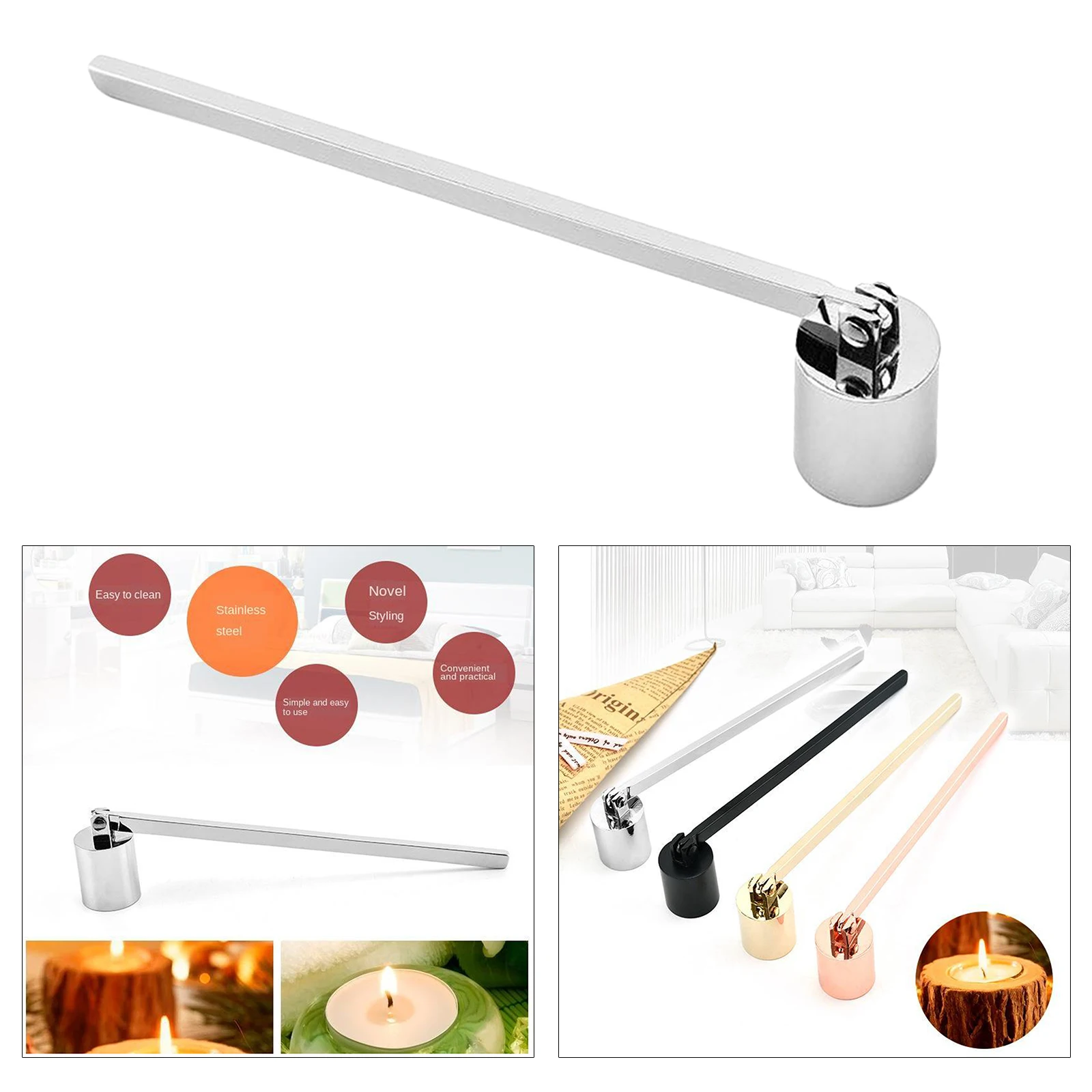 Candle Snuffer Polished Stainless Steel Candle Extinguisher Snuffer 19.3cm candle wick trimmer candle accessories
