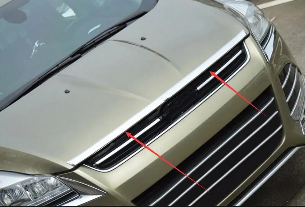 FIT Front Hood Bonnet Grille Grill Lip Molding Garnish Trim Cover Strip Spoiler For Ford Escape KUGA 2013 2014 2015
