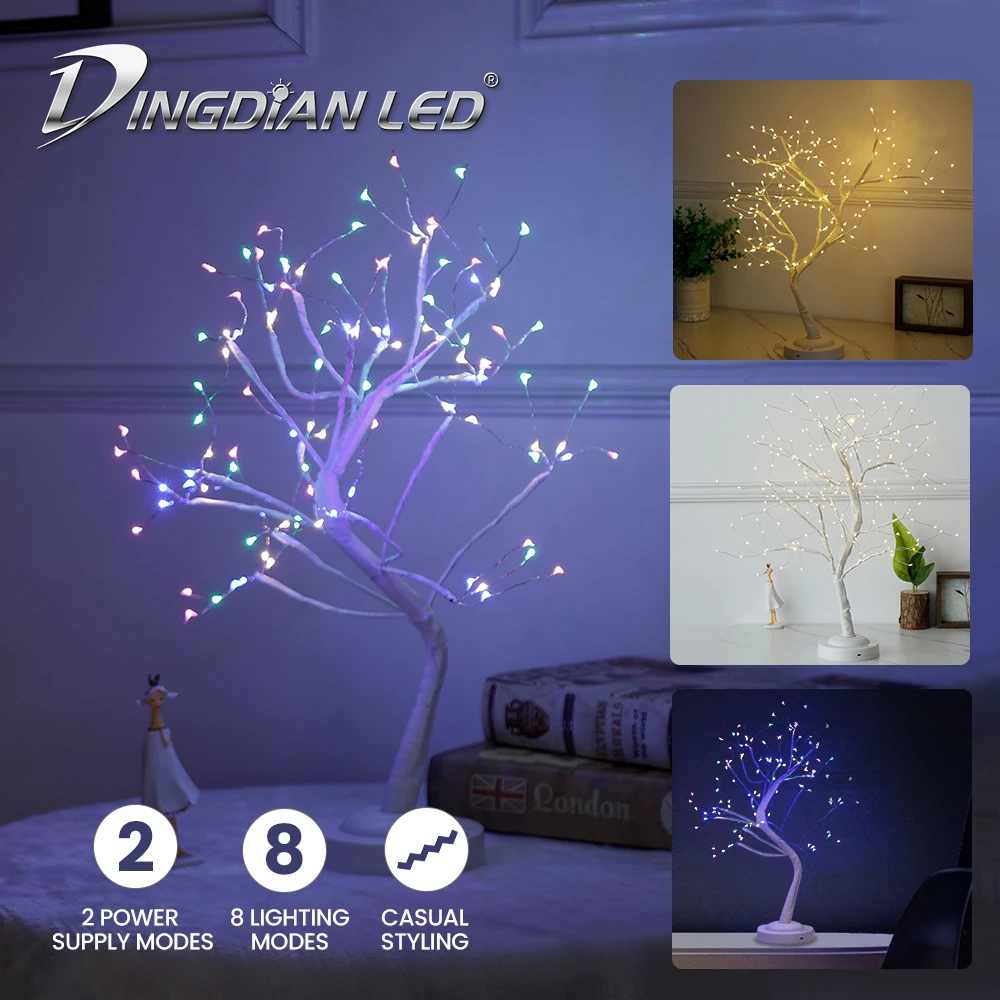 Tree Shape DIY LED String Lights Battery Powered&ampUSB Charging Warm White/RGB Colorful Fairy Light Casual Styling 8 Modes | Лампы и
