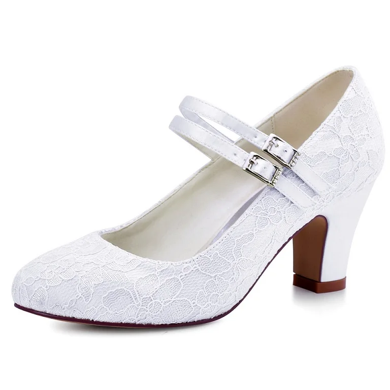 Свадебная обувь белого цвета и цвета слоновой кости; свадебные туфли Mary Jane на квадратном каблуке; женские вечерние туфли-лодочки на высоком каблуке для невесты; Цвет фиолетовый, черный; HC1708 - Цвет: White