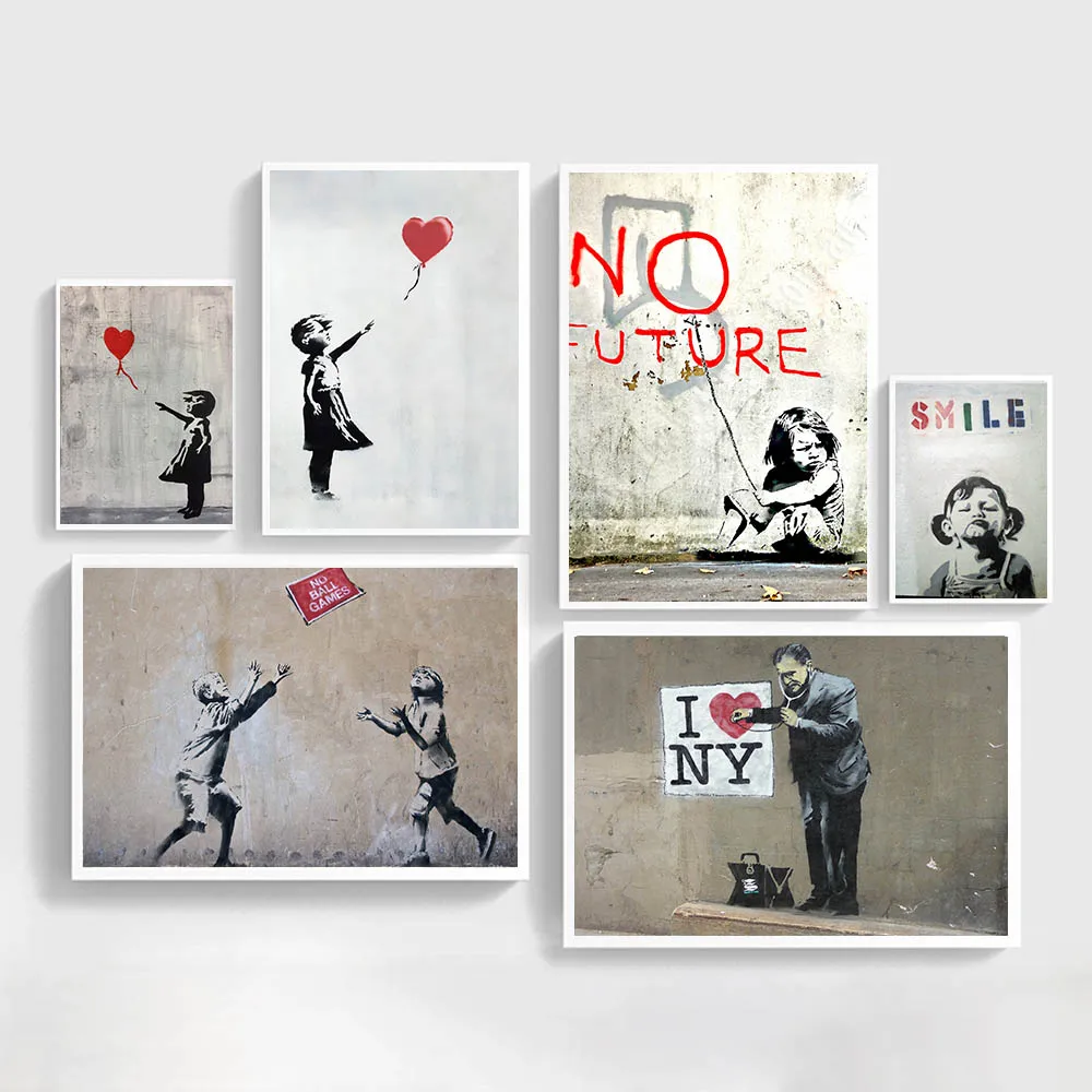 Абстрактная девушка Wall Art Холст Картины Bansky художественные плакаты и принты