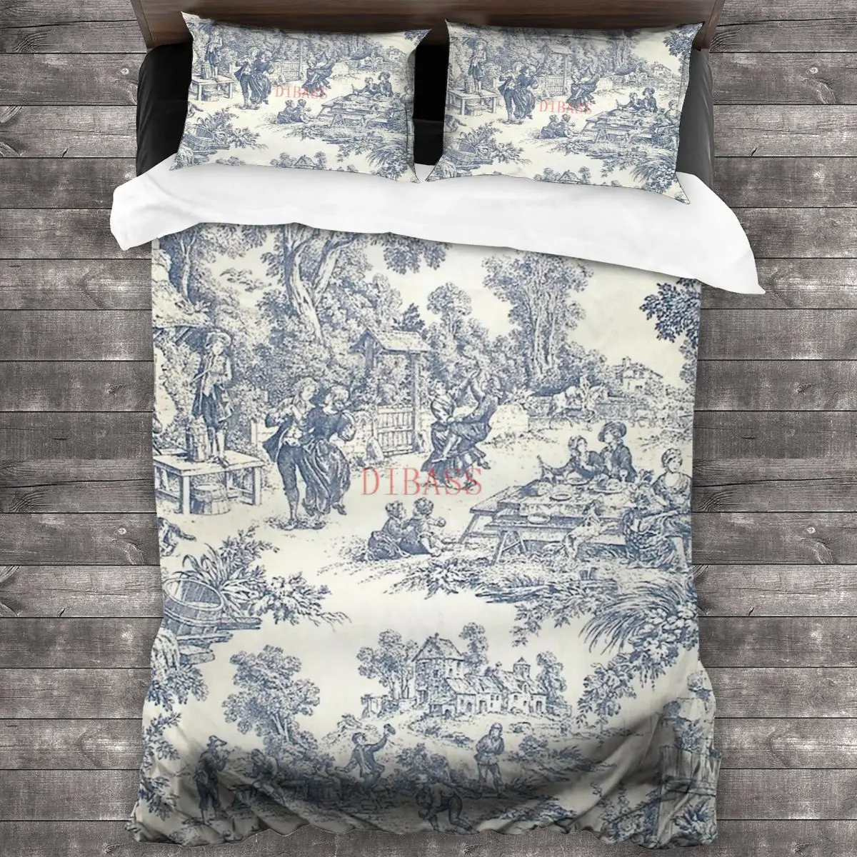 Toile De Jouy Number 2 100%Pure Cotton Comforter Set with 2 Pillowcase,Soft Microfiber Duvet Cover Set, Bedding Sets Bed Set - AliExpress Mobile
