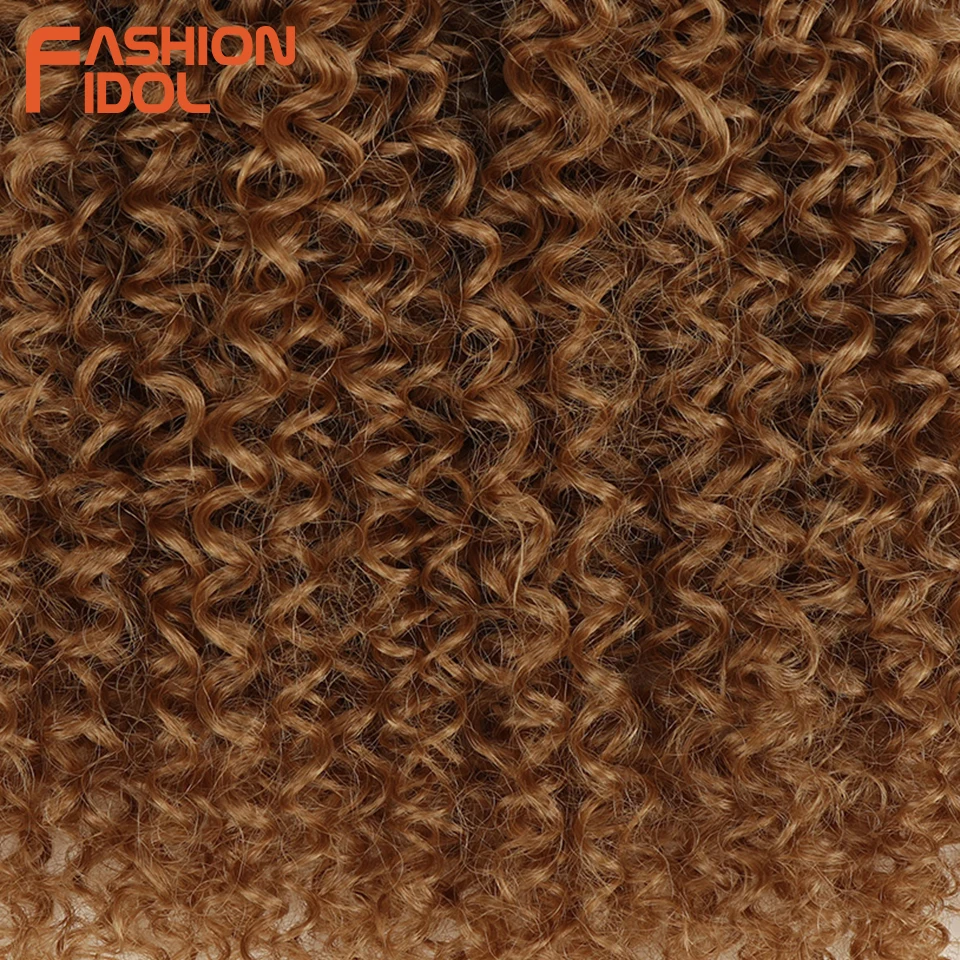 Afro kinky curly hair synthetic 12 inch deep wave hair extensions heat resistant ombre blonde weave bundles