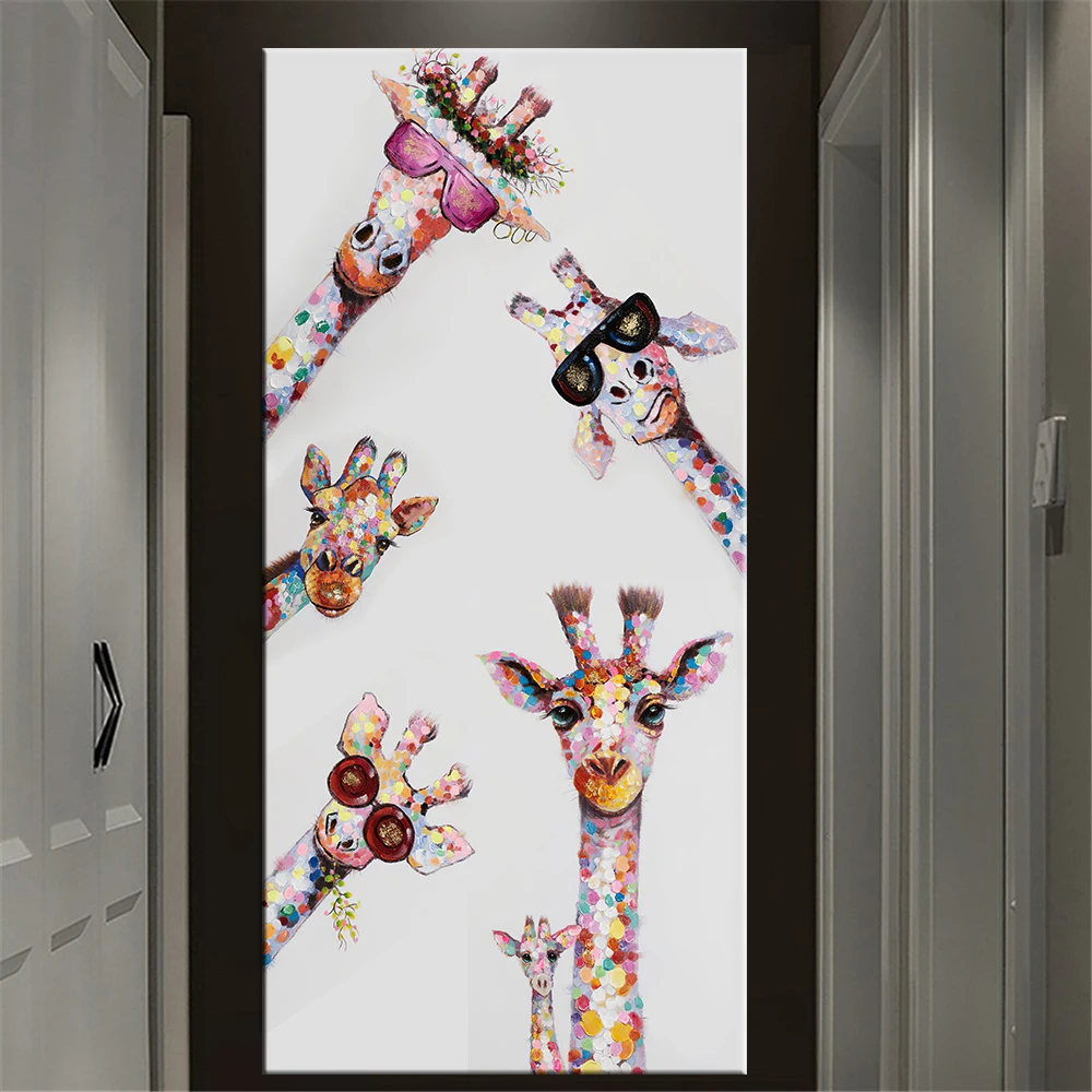 Colorful Giraffe Animal Family Poster Painting Cuadros For Kid Wall Art Picture Living Room Home Decor Posters | Дом и сад