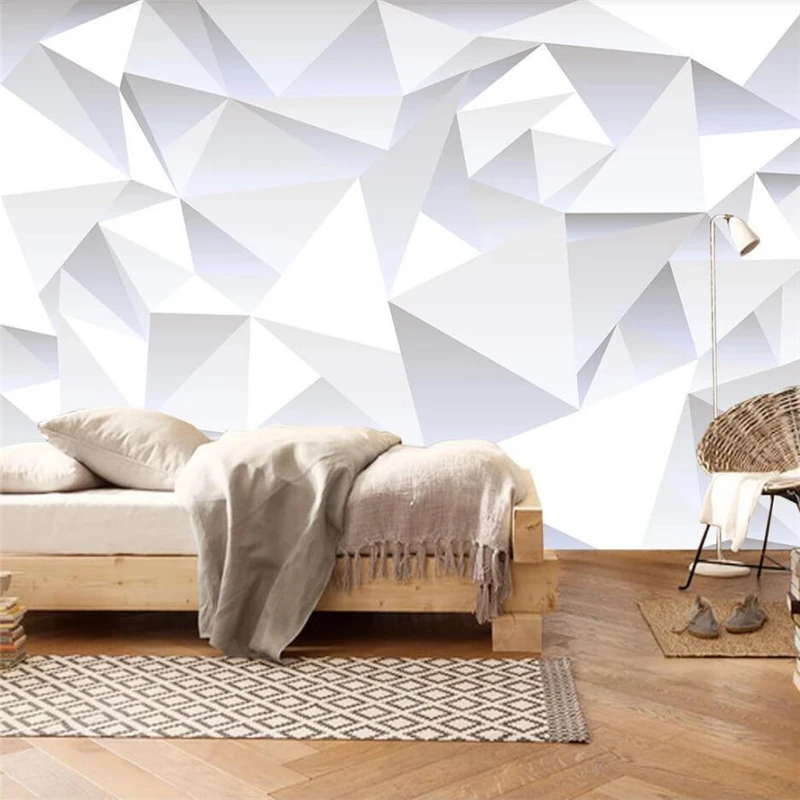 

Drop Shipping Custom Wallpaper 3d Modern Minimalist Three-dimensional Triangle Mosaic Pattern TV Sofa Wall Papel De Pared