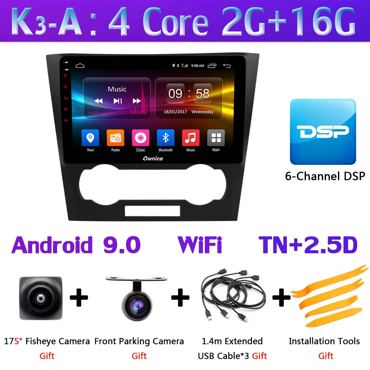 K3-A Панорамная камера 360 ° 4G LTE 8 ядерный Android 9,0 4G+ 64G gps радио SPDIF DSP CarPlay Автомобильный плеер для Chevrolet Epica 2006-2012 - Цвет: K3-A