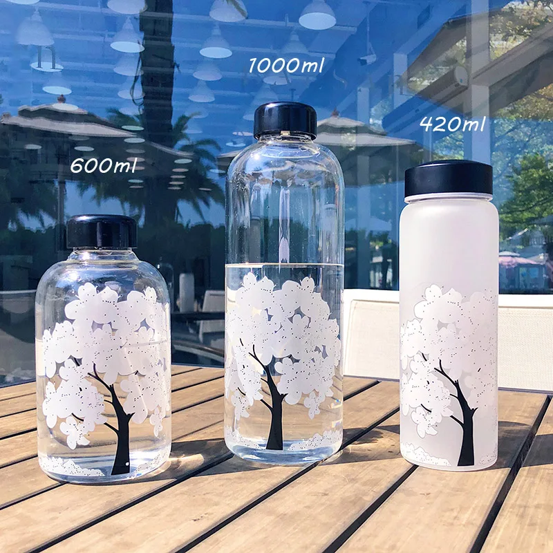 1000 Ml Cherry Gradient Color Glass Water Bottle With Protective Bag For Kids Girl Student Cute Fashion Sport Drink Bottles Water Bottles Aliexpress