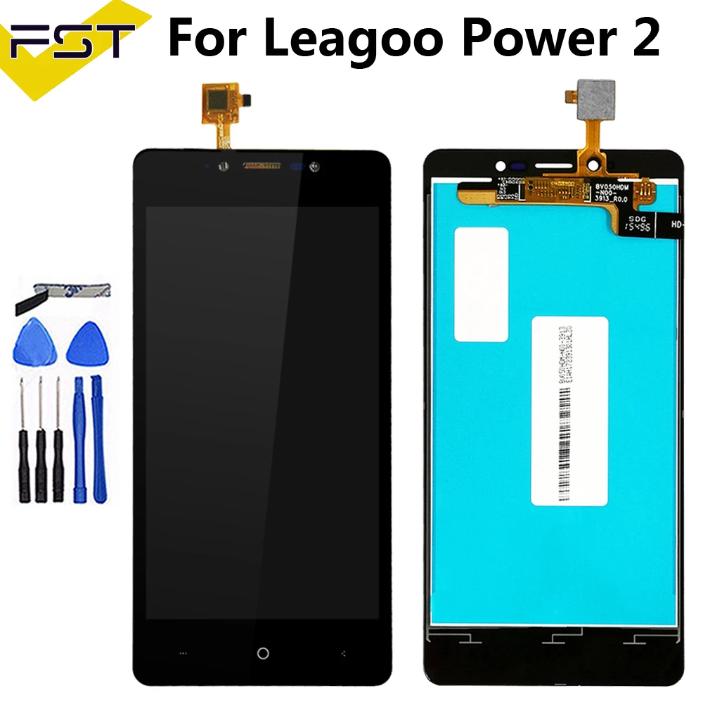  5.0'' Black For Leagoo Power 2 LCD Display+Touch Screen Digitizer Assembly Repair Parts+Tools+Adhes