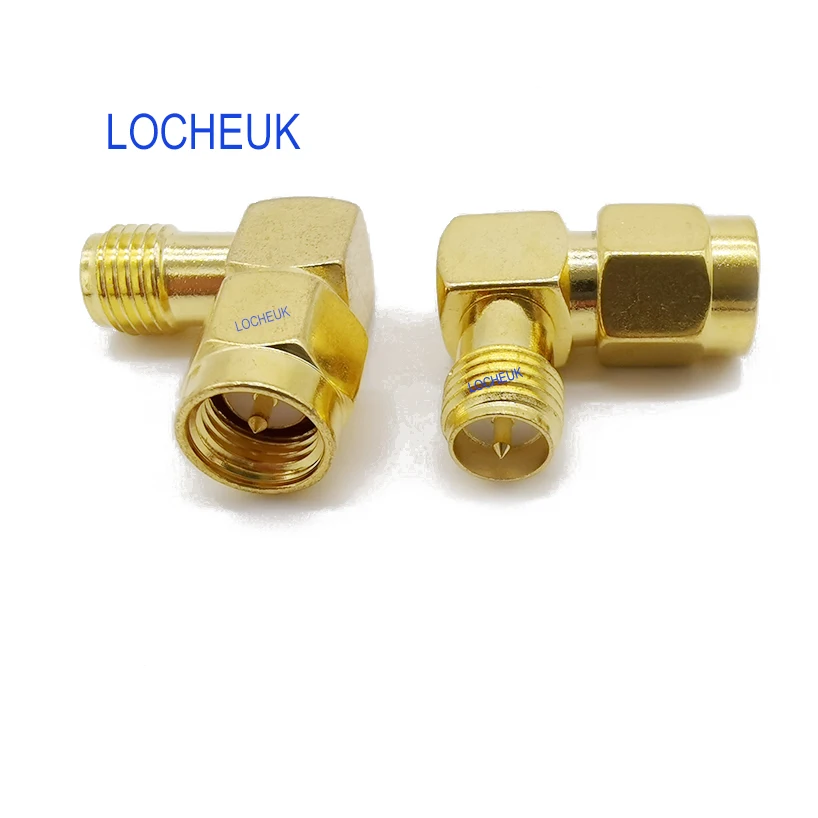 

2pcs SMA to RP SMA Adapter SMA Male Plug to RP SMA Female Jack 90 Degree Right Angle RF Coaxial Screw the Needl Connector