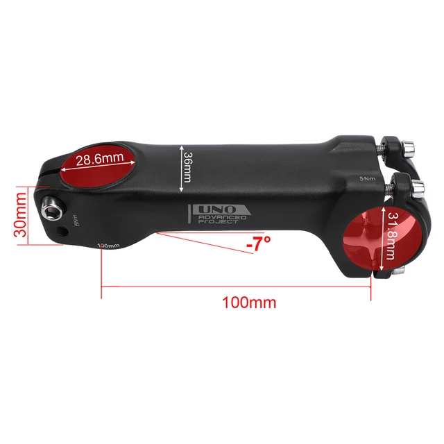 NEW UNO Bicycle Handlebar Parts MTB Stem 31.8 Bar Mount Mountain Road Bike Stem -7 Degree A Down Stem 70-120mm Bicycl Accessorie 31.8x100mm stem -7