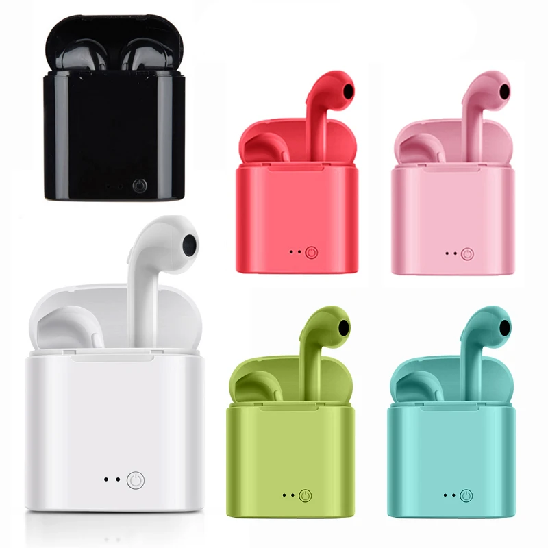 Беспроводные наушники i7S TWS Bluetooth 5 0 матовые вкладыши Macaron с микрофоном зарядная