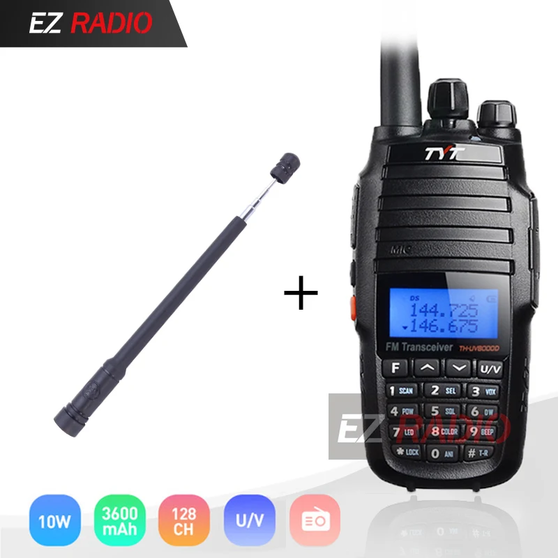 10 Вт обновленная версия перекрестный репитер функция VHF UHF TYT TH-UV8000D Любительское радио 10 км Высокая 10 Вт портативная рация 10 км UV8000E - Цвет: Add Telescopic Ant.