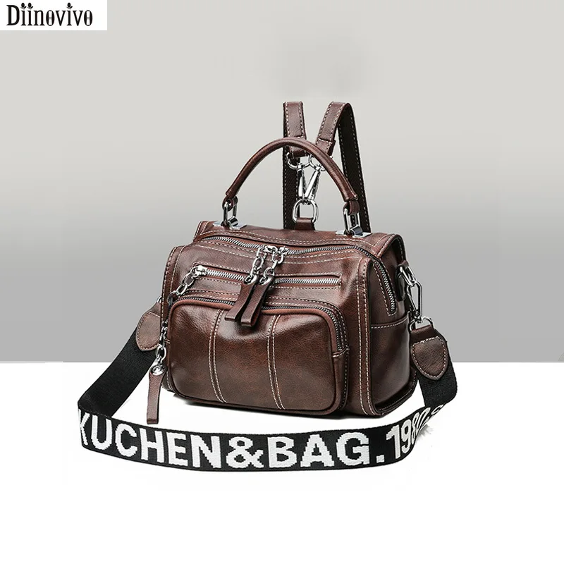 

Diinovivo New Fashion Women Backpack Small Vintage Bags Western Style School Bag For Teenagers Multifunctional Pack Bag WHDV1585