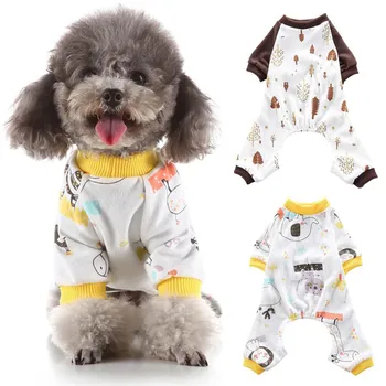 

Pet 4 Legged Pajamas Forest Pattern Casual Homewear Cotton Outfit Puppy All Seasons Apparel Jumpsuit