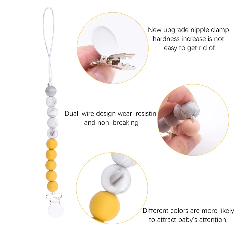Silicone Beads Baby Pacifier Clips Chains Pacifier Clip Holder Soothie Teething Dummy Pacifier Baby Products Girl Boy Funny Clip