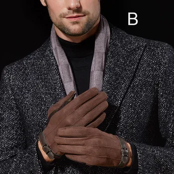 

Men TouchScreen Suede Gloves Thick Plush Winter Warm Outdoor Hiking Riding Mittens TY53