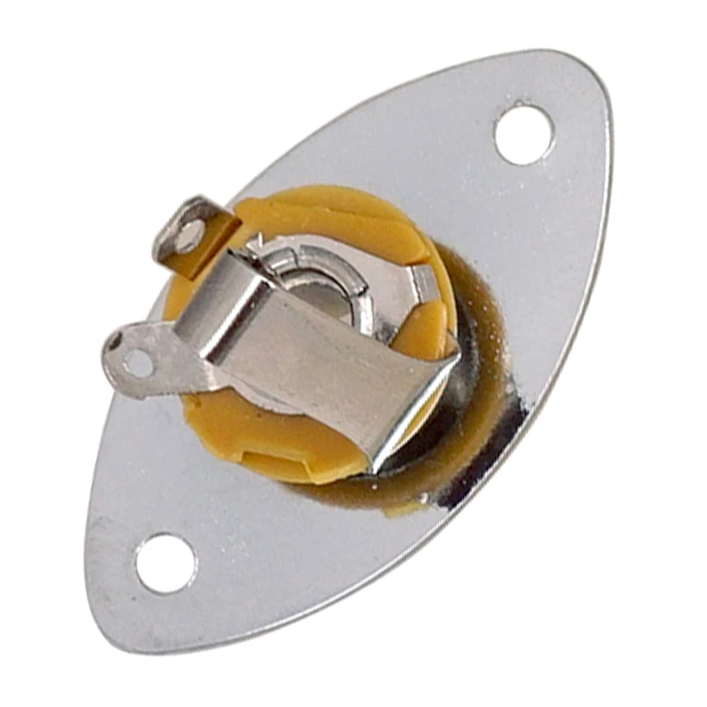 Guitar Metal Oval Curved Jacket Plug Plate Bass Jack Plug Socket for Electric Guitar Bass Parts 