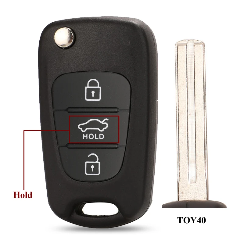 Jingyuqin дистанционный флип Автомобильный ключ оболочки для hyundai Avante Accent I30 IX35 3 кнопки складной брелок Замена - Цвет: TOY40 Hold