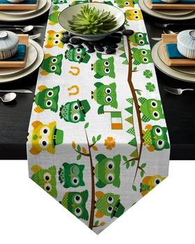 

Patrick'S Day Owls Table Runner Table Flag Home Party Decorative Tablecloth Table Runners for Wedding