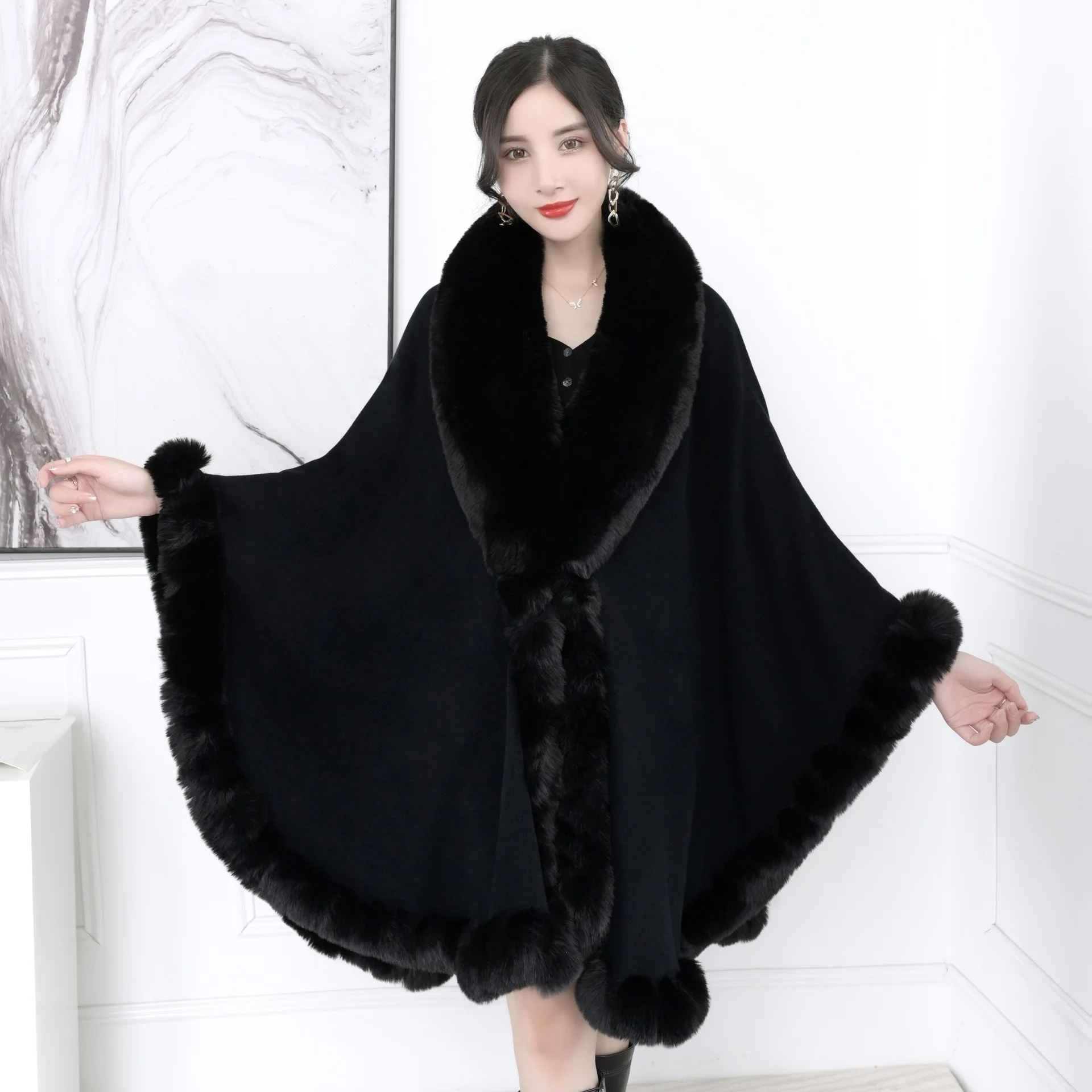 USA slidbane koncept Poncho Cardigan Cape Fur Women | Faux Fur Cardigan Shawl Coat - 2023 Winter  Warm - Aliexpress