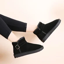 Зимние ботинки женская зимняя обувь; Новые простые тепла и бархата; высокие дамские помочь большой размер ботинок пара в молодежном стиле