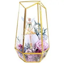 Элегантность террариума стекло плантатор суккулент воздуха завод Стенд настольный дисплей шкатулка Крытый мини теплица домашний Декор золото