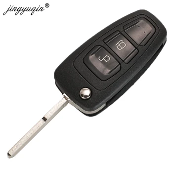 Keyforkess Flip pieghevole chiave a distanza Shell Car Key Cover 3 pulsanti per Ford Focus Mondeo Fiesta 2013 Fob custodia Auto con lama HU101 - Jingyuqin Flip pieghevole chiave a distanza Shell Car Key Cover 3 pulsanti per Ford Focus