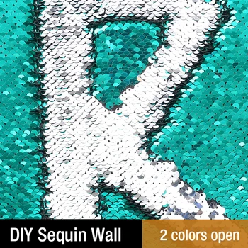 

50x125cm Wedding Party Sequin 3D Wall Sticker Wall Cloth Letter Graffiti Wall Fish Scale Sequin Embroidered Fabric Net Red Wall