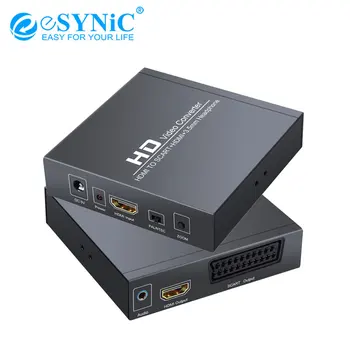 

eSYNiC 1080P HD CVBS Converter + Power Adapter HDMI To SCART And HDMI FL/FR Stereo Audio Signal Adapter With 3.5mm Headphone