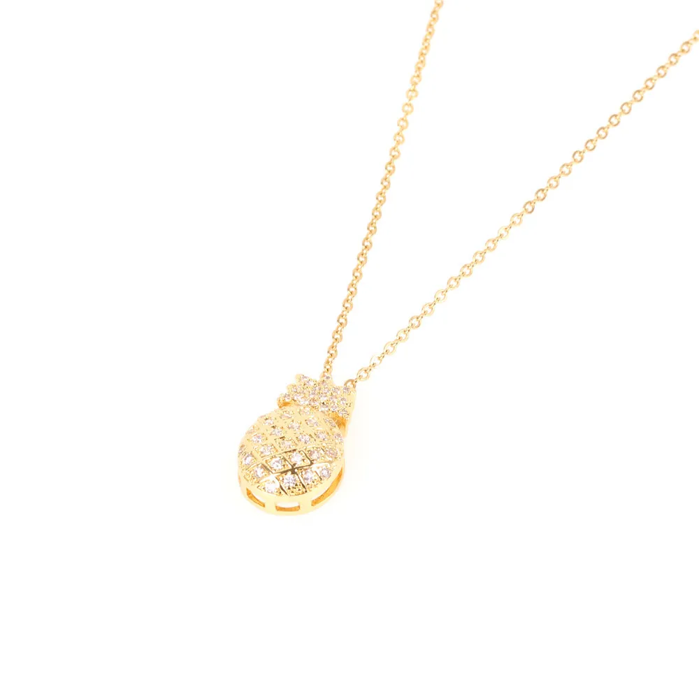 AliExpress New Style Micro Zircon Pendant Fruit Pineapple Women's Necklace 14K Fashion Short Choker Wholesale