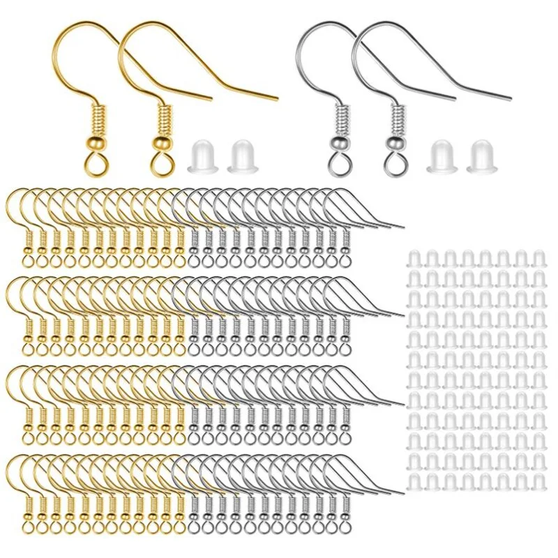 Серьги-гвоздики гипоаллергенные с крючками 200 комплектов | Украшения и