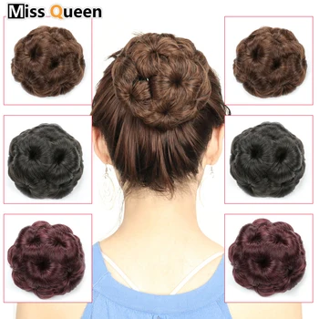 

MISS QUEEN Women's Hair Donut Donut Hairpin Clip High Temperature Silk Synthetic High Temperature Fiber Black Brown