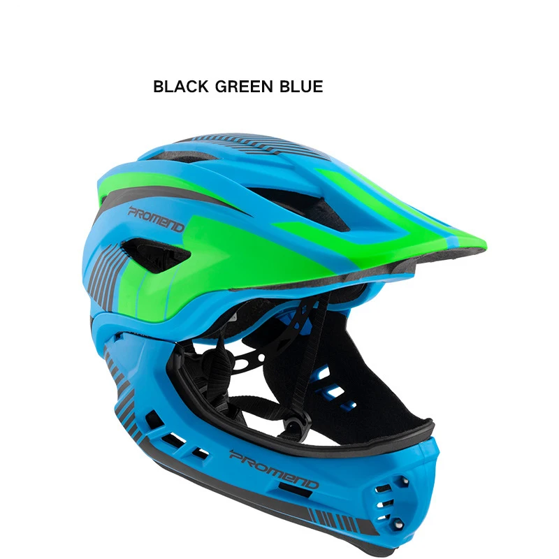 Black Green Blue VERDENERGIA, велосипедный шлем для детей, бездорожье, полное лицо, mtb, велосипедный шлем, велосипедные шлемы, горные, casco ciclismo, capacete ciclismo - Цвет: Black Green Blue