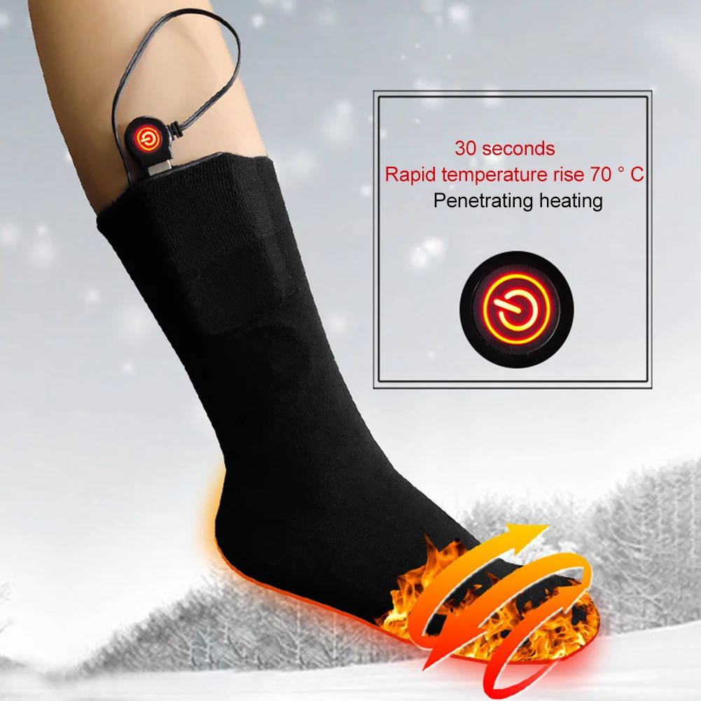 

1 Pair NO Battery Winter USB Charging Heating Socks NO Battery Unisex Outdoor Comfortable Electric Ski Infrared Cycling