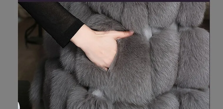 Зима 6XL Женская зимняя меховая жилетка с капюшоном пэтчворк лисий мех Толстая меховая шуба искусственный мех жилет