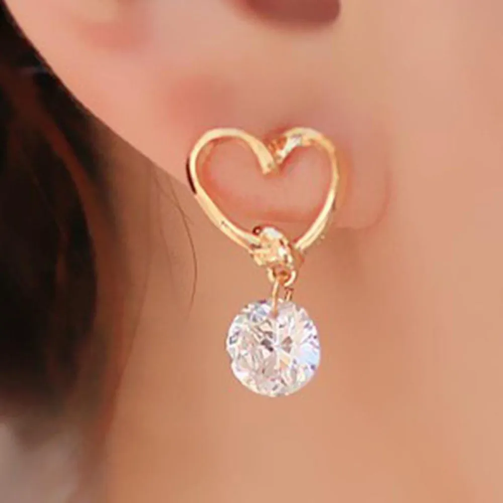 

Earings jewelry for women Women Fashion Heart Shaped Ear Pins Zircon Eardrop Crystal Earrings Zircon earring gifts for women