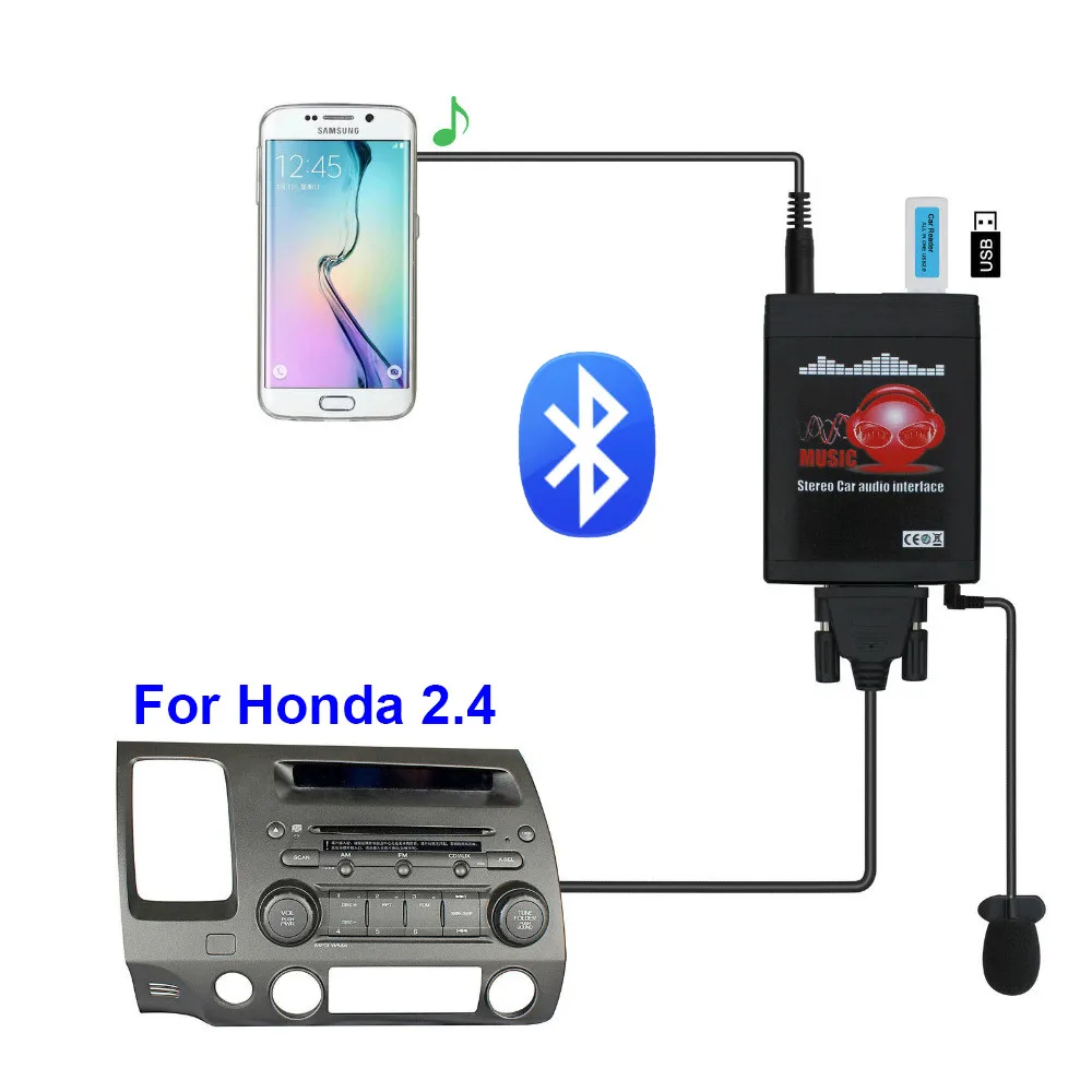 

Car Radio Bluetooth USB AUX Adapter 3.5mm Interface CD Changer for Honda Accord Civic CR-V Element Fit Jazz Odyssey for Acura