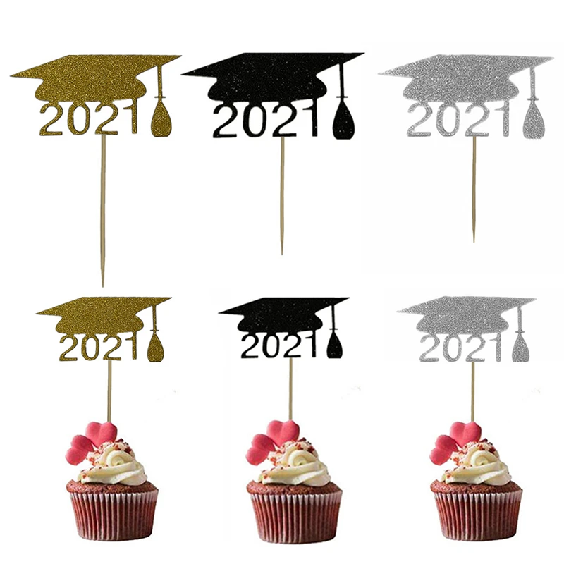 10pcs 2021 Jahr Doktor Hut Kuchen Topper Diy Graduation Cupcake Dekoration Kuchen Dekor Cake Decorating Supplies Aliexpress