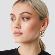 Yhpup, корейский простой дизайн, брендовые круглые геометрические свисающие серьги, золотые очаровательные серьги для девушек, вечерние, свадебные, массивные ювелирные изделия