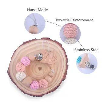 

Baby Pacifier Chain Newborn Toy Beech Wood Nipple Clip Anti-drop Infants Teether Bathing Gifts cute beautiful Chew Toys