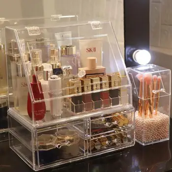 

Large Size Dust Proof Cosmetics Storage Box, Transparent Acrylic Dressing Table, Skin Care Mask, Desktop Bathroom Rack.