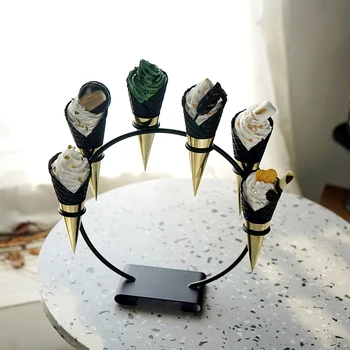 

Ice cream holders metal iron dessert stand 6 hole cake dessert tools 30cm white/black/Champagne lollipop/push cake racks