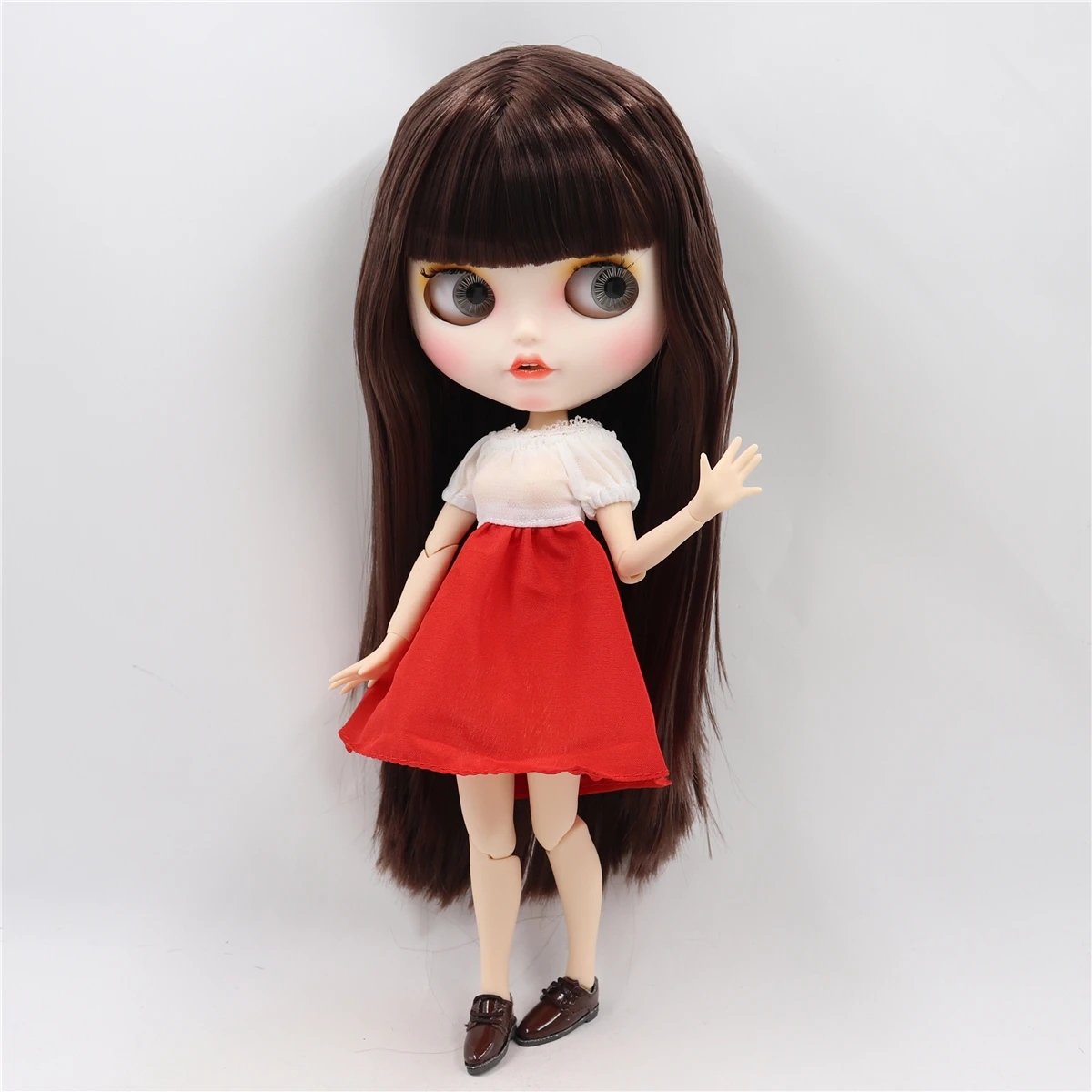 Neo Blythe Doll White Red Toy Dress 2