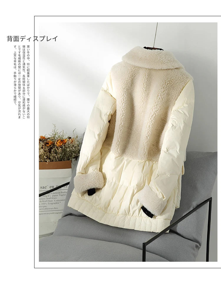 Tcyeek пальто с натуральным мехом, женская зимняя куртка на утином пуху, Женская винтажная длинная куртка для стрижки овец, толстая теплая шерстяная пуховая куртка Hiver 350